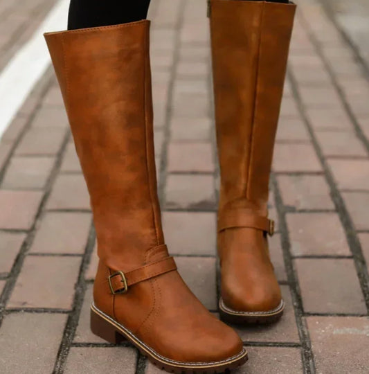 Women's Knee High Boots | Adjustable Buckle & Grip Sole