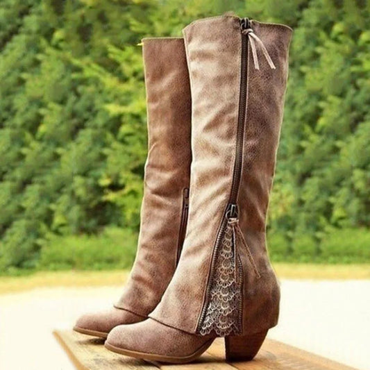 Women's Knee-High Boots | Block Heel & Side Zip