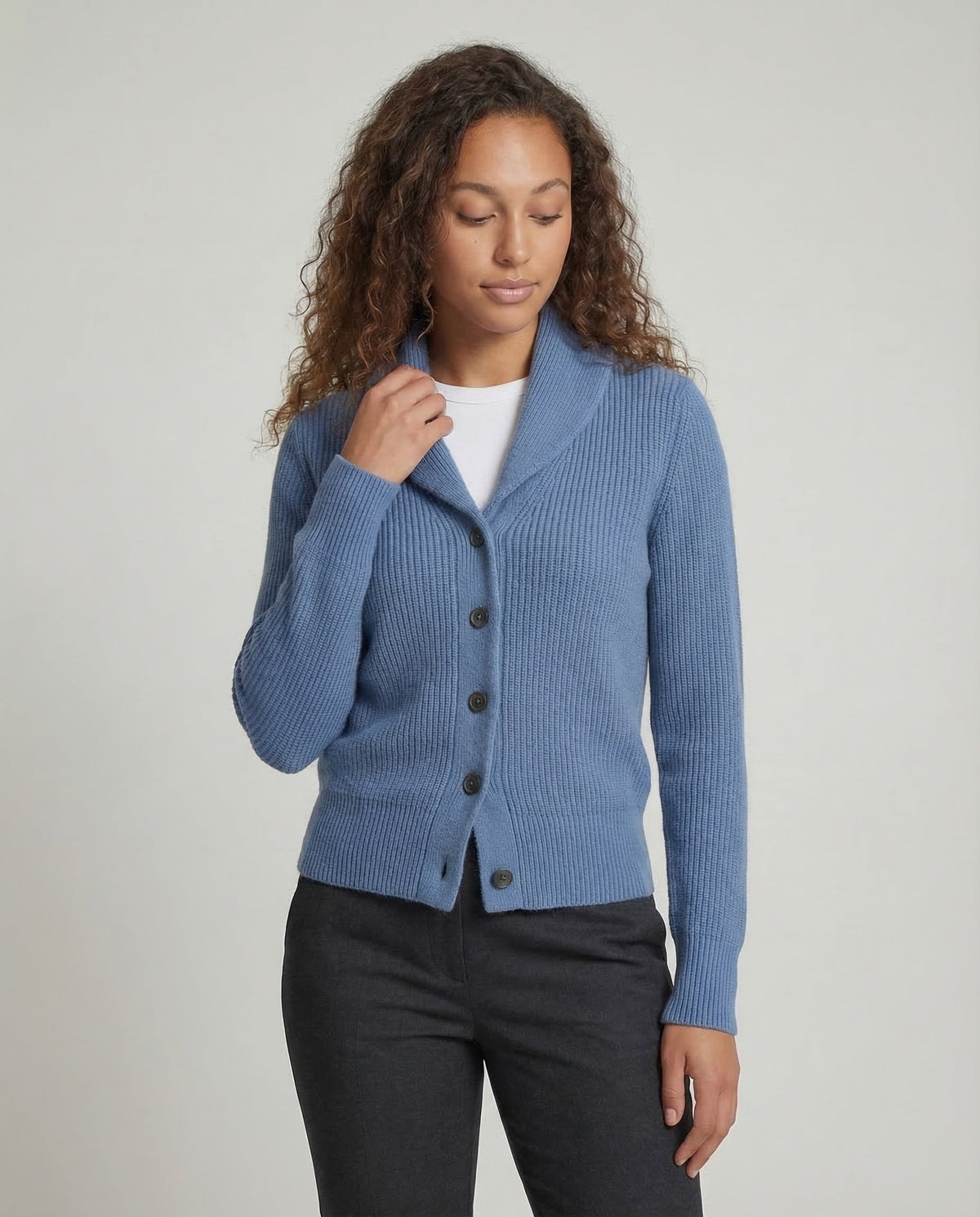 Women's Knit Cardigan | Lapel Collar & Button-Front