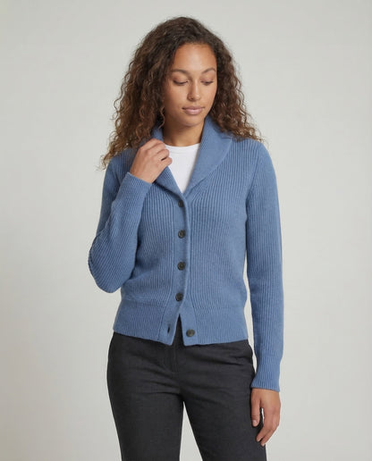 Women's Knit Cardigan | Lapel Collar & Button-Front