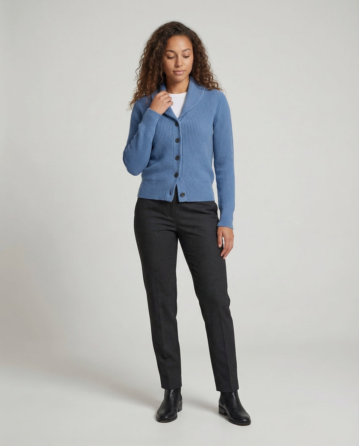 Women's Knit Cardigan | Lapel Collar & Button-Front