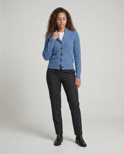 Women's Knit Cardigan | Lapel Collar & Button-Front