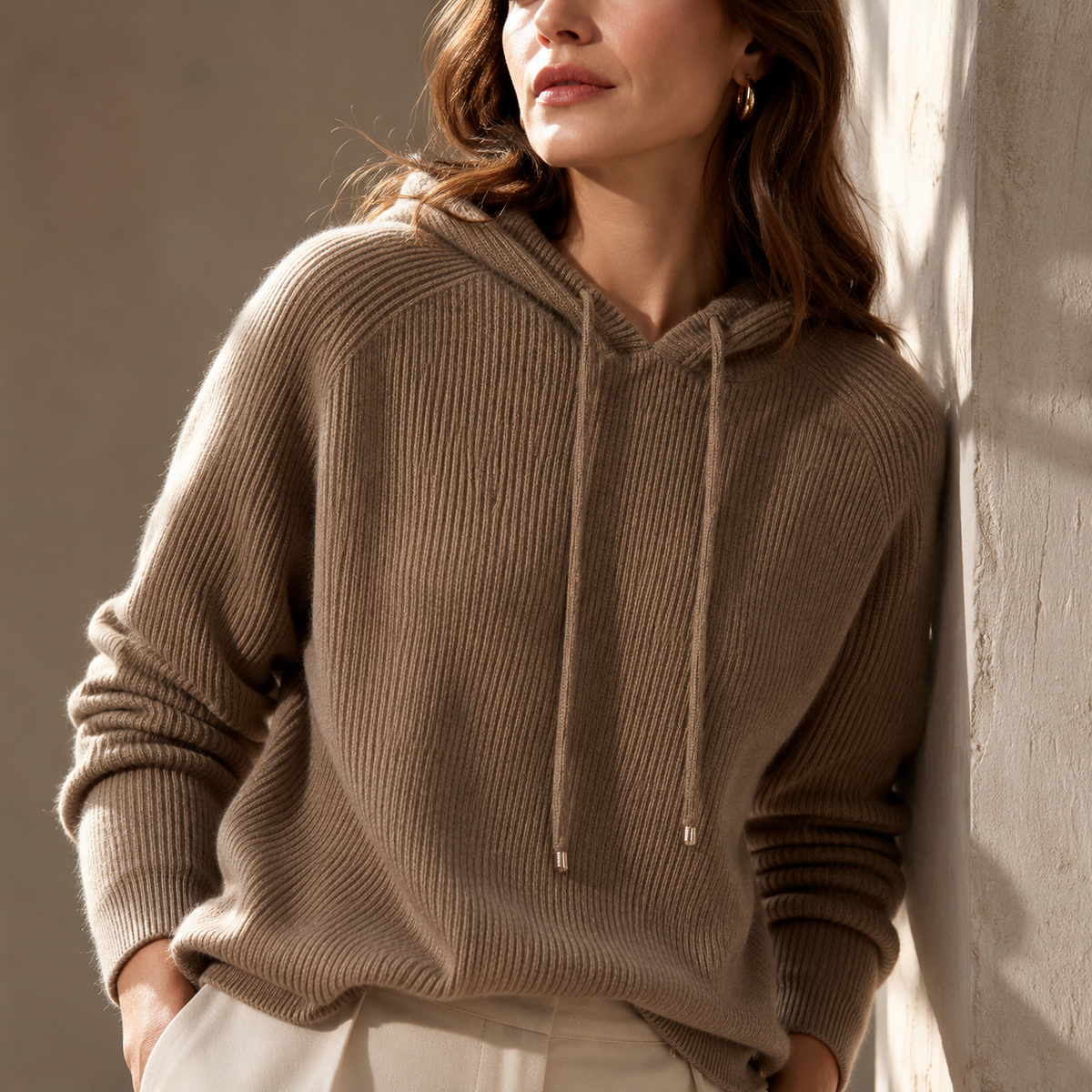 Women's Knit Hoodie | Ribbed Warmth & Easy Fit 1