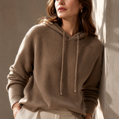 Women's Knit Hoodie | Ribbed Warmth & Easy Fit 1