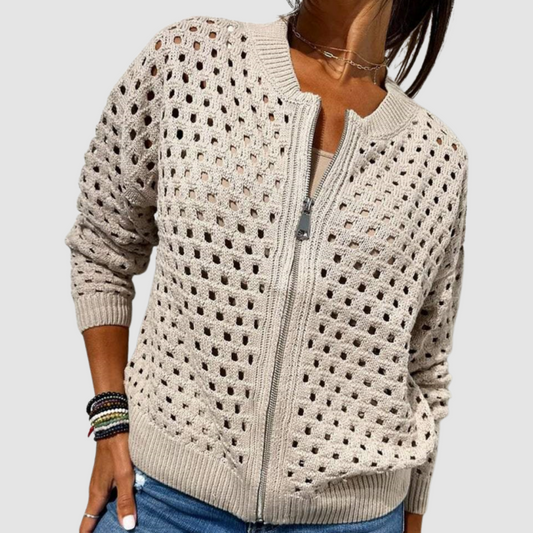 Women's Knitted Cardigan | Zip Closure & Breathable Design