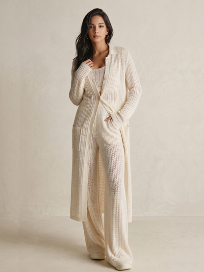 Women's Knitted Set | Button Placket & Long Sleeves