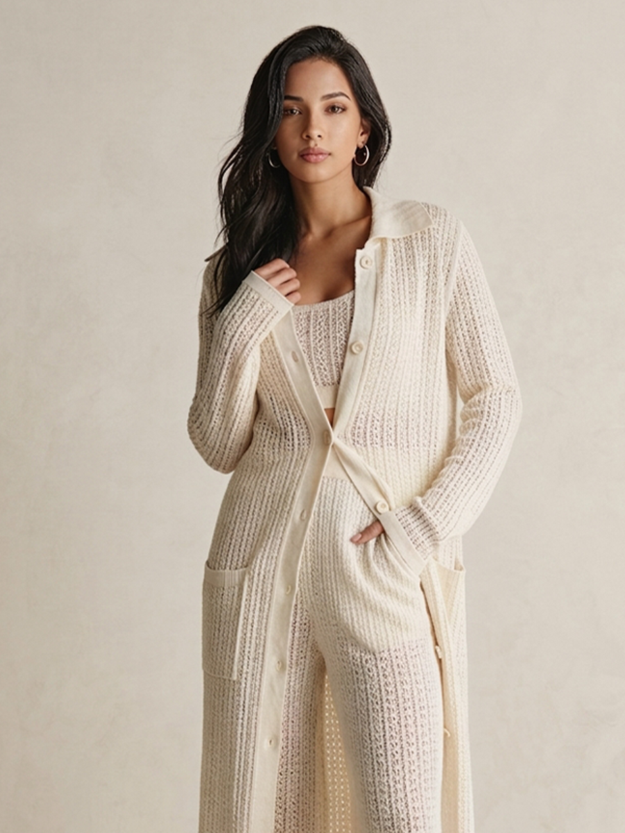 Women's Knitted Set | Button Placket & Long Sleeves