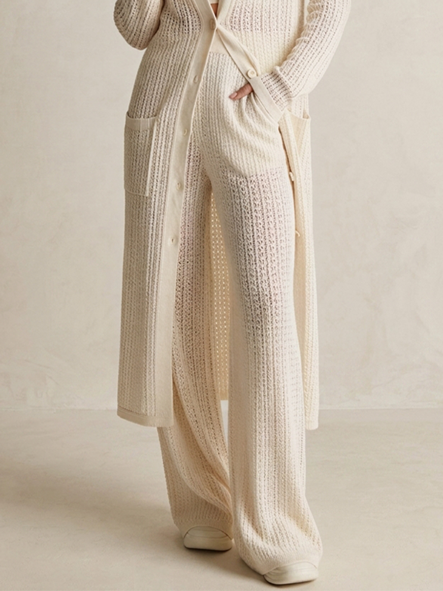 Women's Knitted Set | Button Placket & Long Sleeves