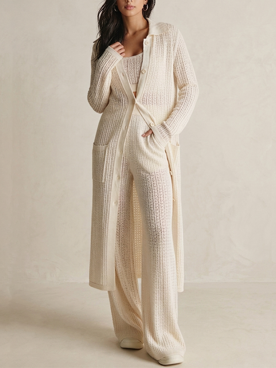 Women's Knitted Set | Button Placket & Long Sleeves