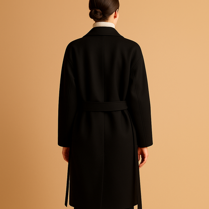 Women's Long Double-Breasted Coat - Cozy Lining for Chic Occasions