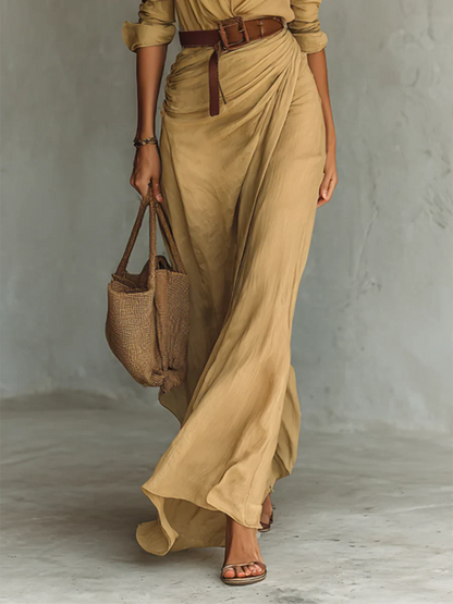 Women's Long Dress | Belted Shirt Maxi & Classic Elegance