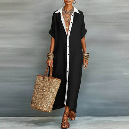 Women's Long Dress | Short Sleeve Shirt Maxi & Relaxed Fit