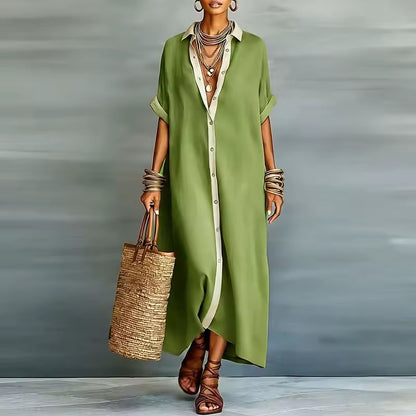 Women's Long Dress | Short Sleeve Shirt Maxi & Relaxed Fit
