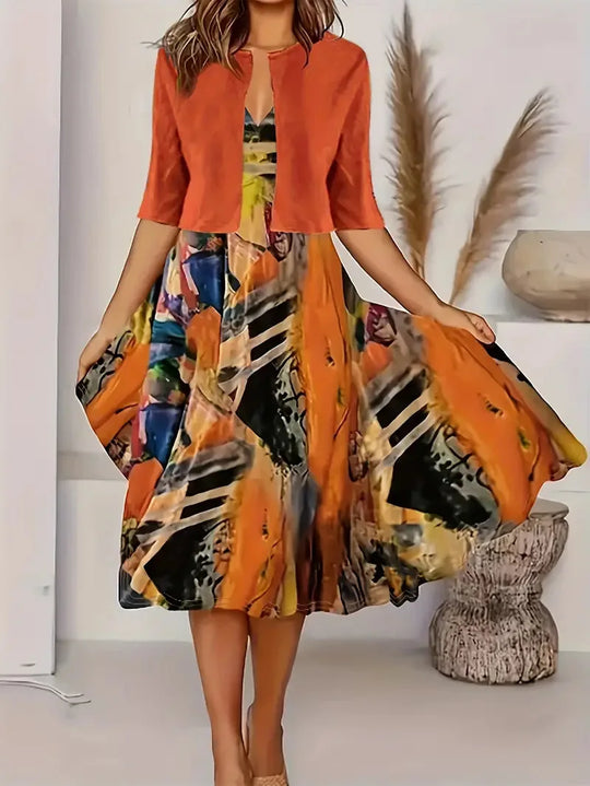 Women's Long Dress | Two Piece Bolero Set