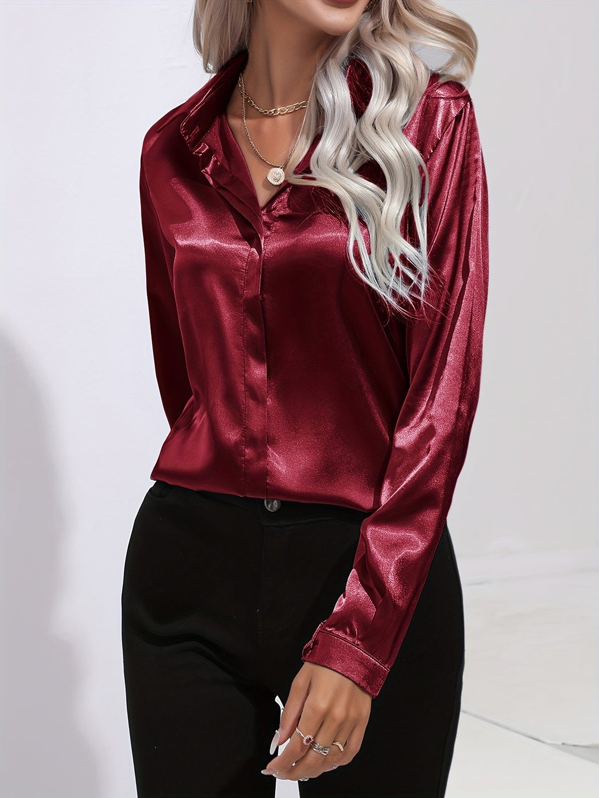 Women's Long Sleeve Blouse | Button-Up & Versatile 10