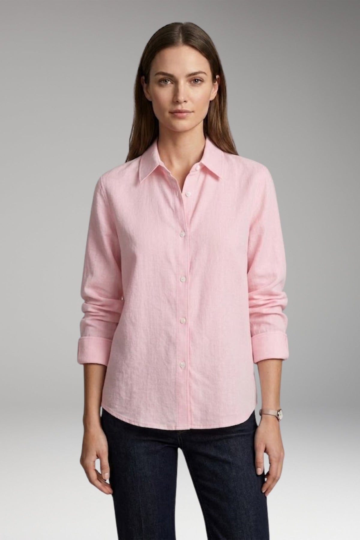 Women's Long Sleeve Blouse | Point Collar, Buttoned Cuffs