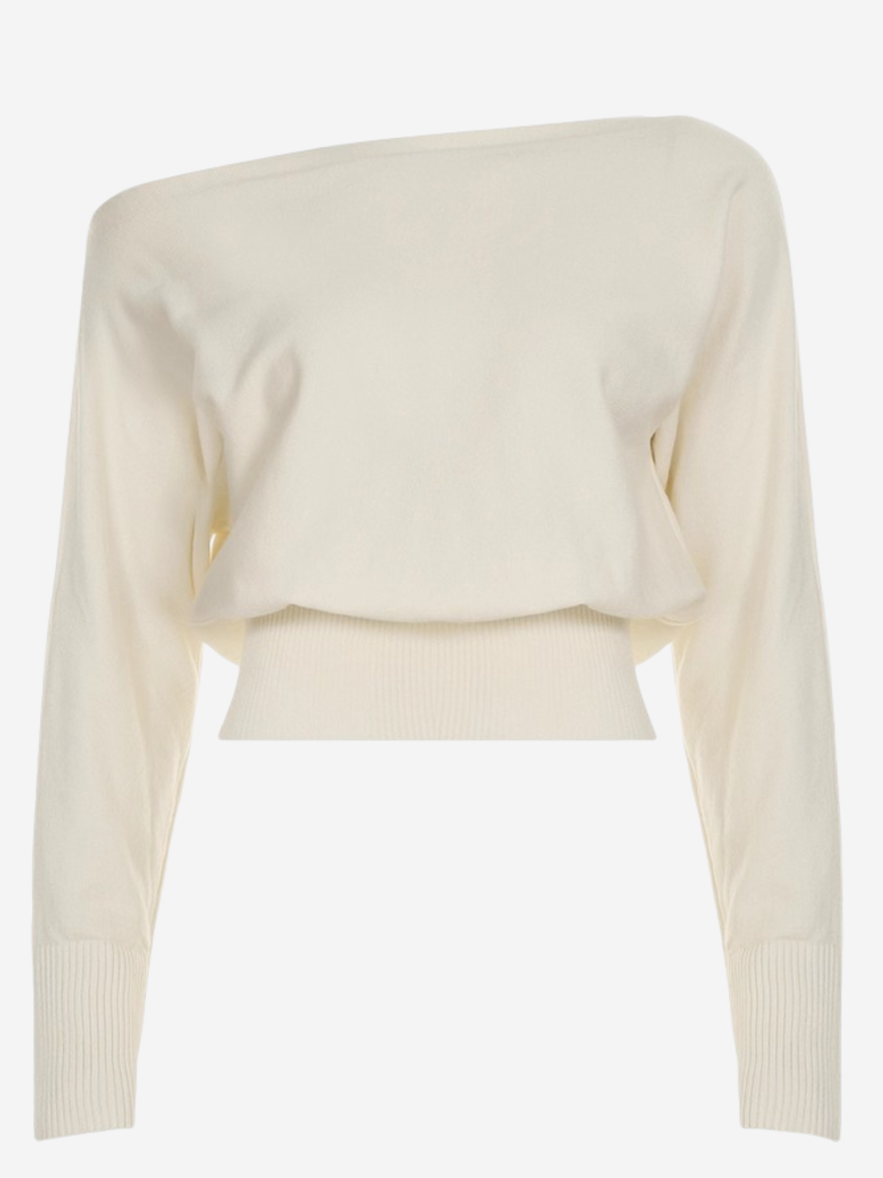 Women's Long Sleeve Top | Asymmetric Neck, Ribbed Cuffs