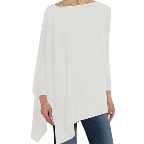 Women's Long Sleeve Top | Boat Neck, Asymmetric Hem