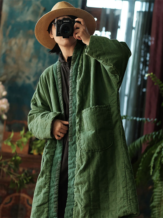 Women's Long Winter Coat | Colorblock & Pocket Detail