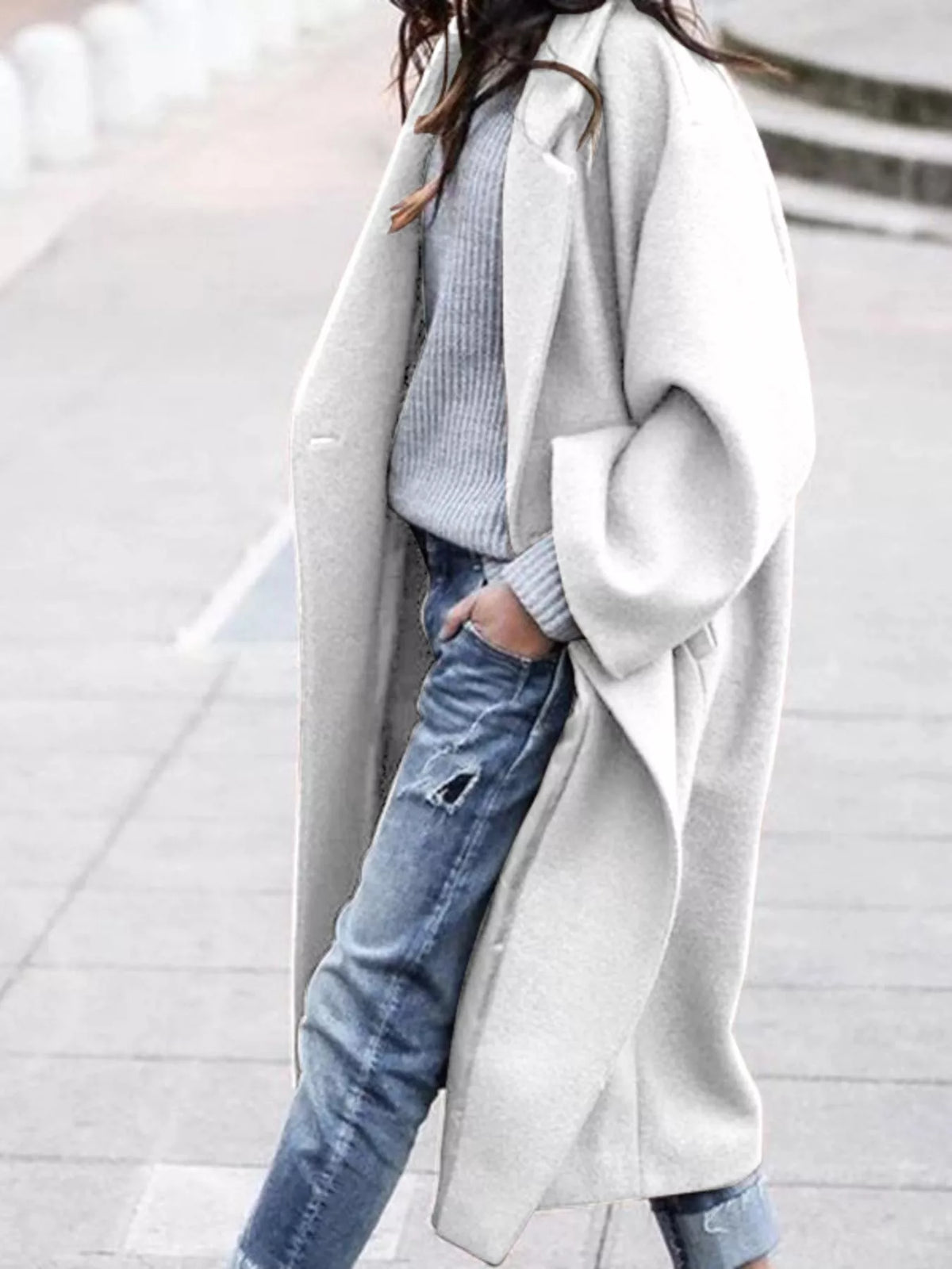 Women's Long Winter Coat | Oversized Fit & Wide Sleeves