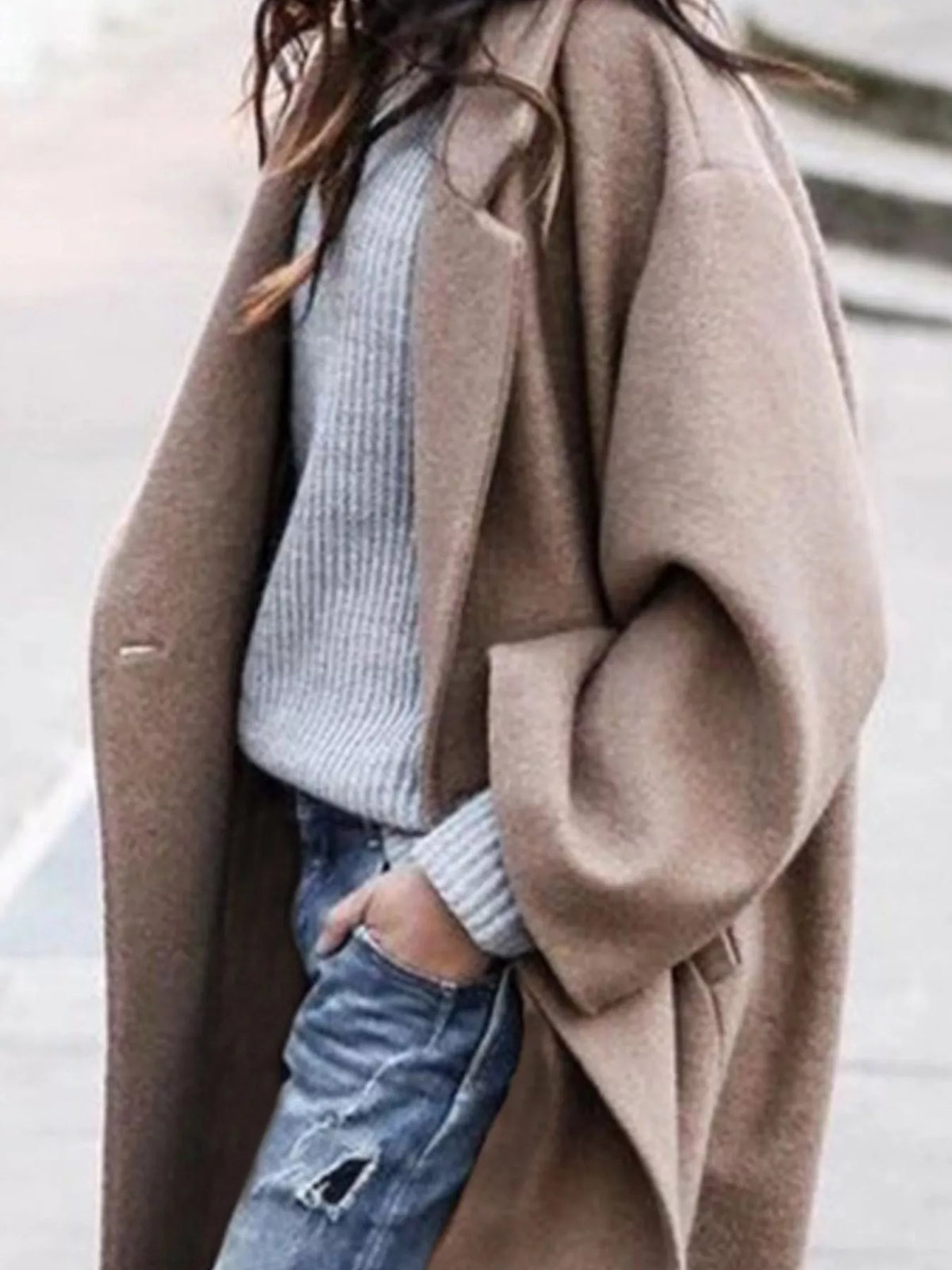 Women's Long Winter Coat | Oversized Fit & Wide Sleeves