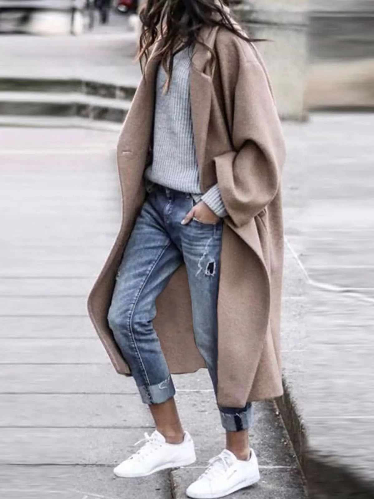 Women's Long Winter Coat | Oversized Fit & Wide Sleeves