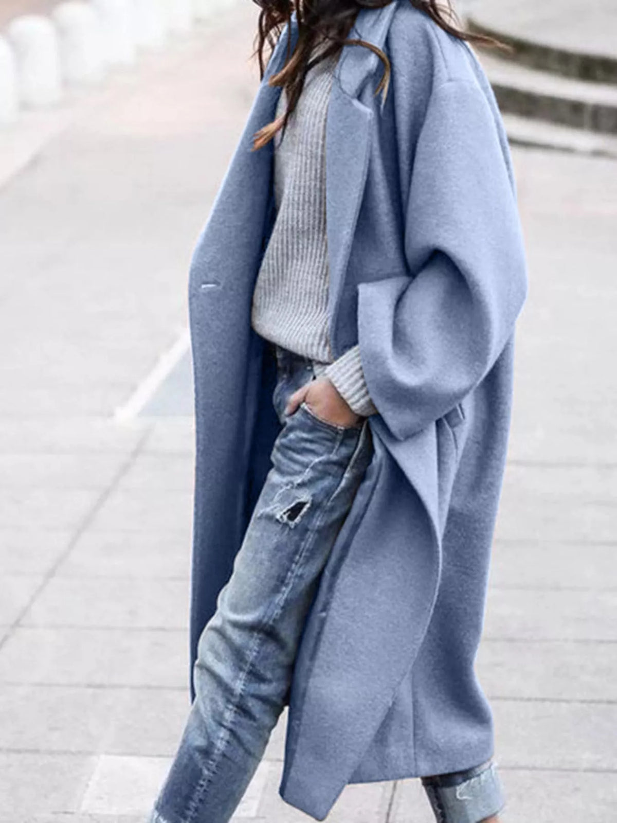 Women's Long Winter Coat | Oversized Fit & Wide Sleeves