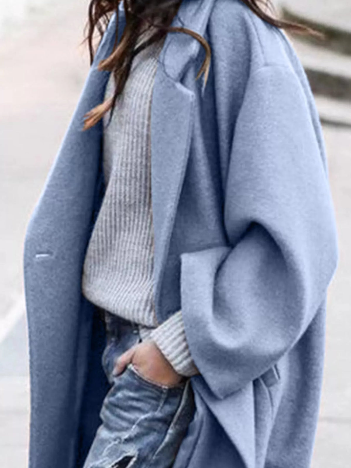 Women's Long Winter Coat | Oversized Fit & Wide Sleeves