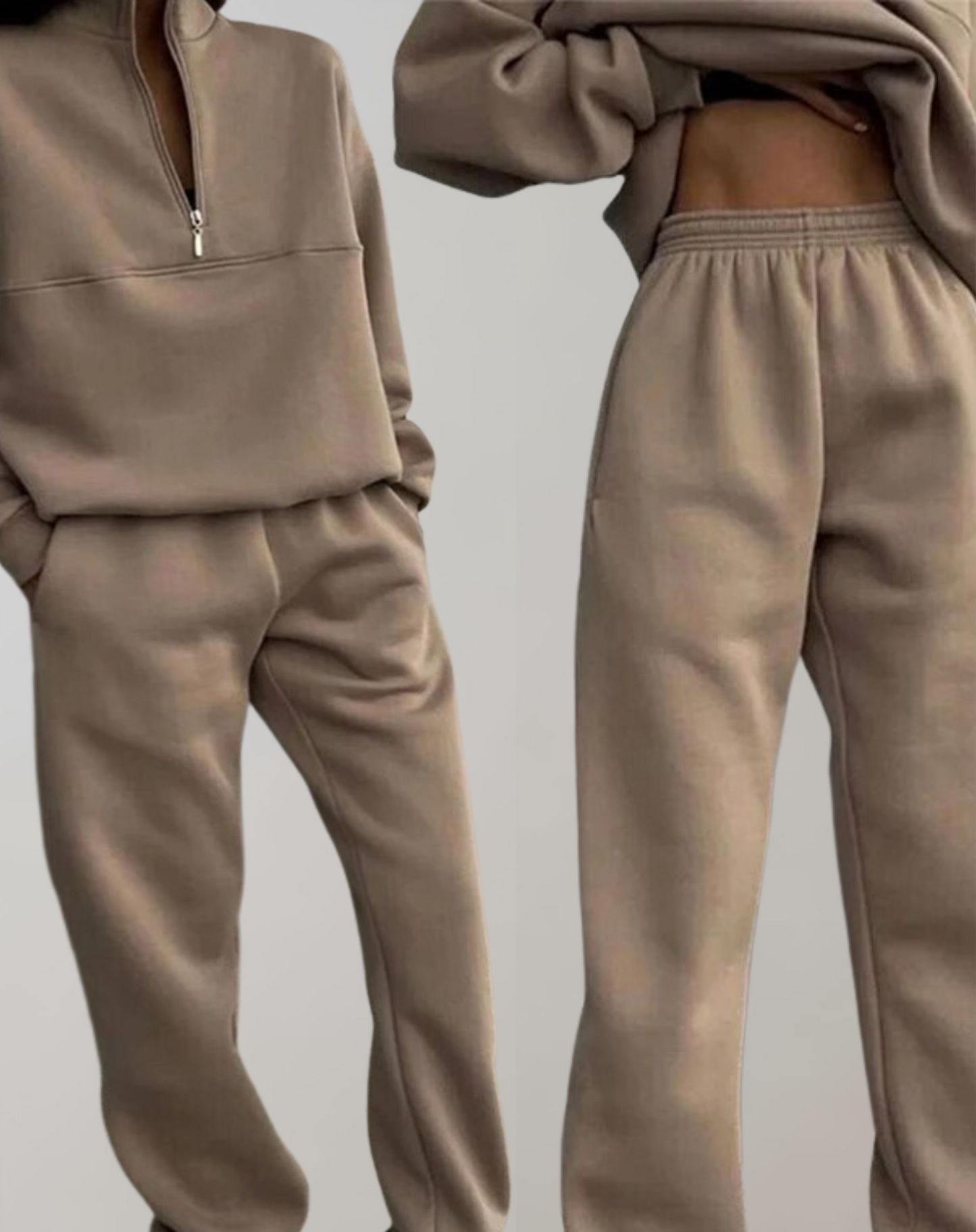 Women's Lounge Set | Quarter-Zip Top, Elastic Waist