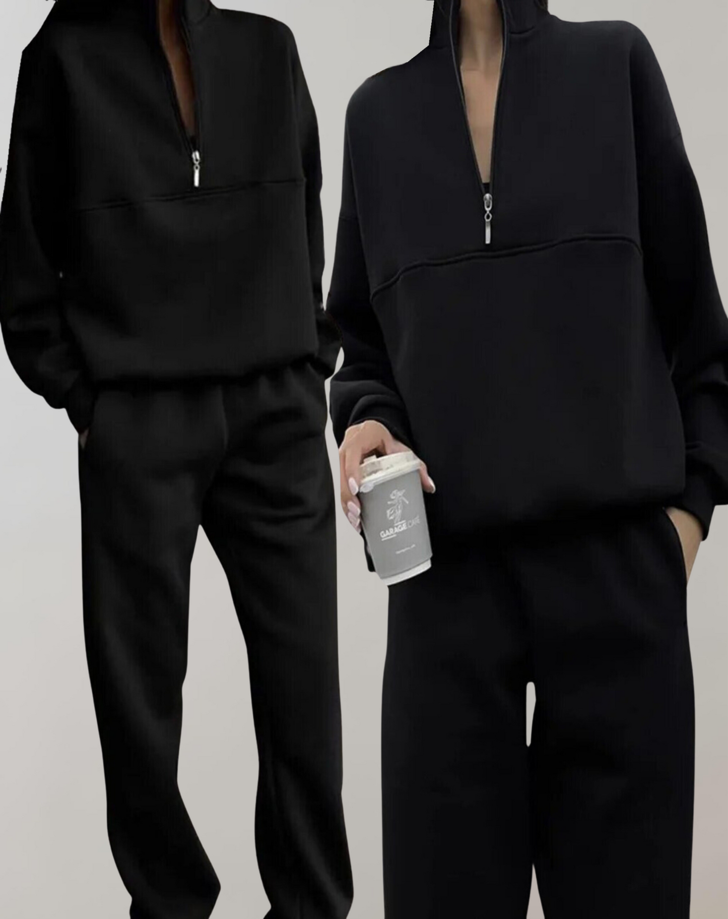 Women's Lounge Set | Quarter-Zip Top, Elastic Waist