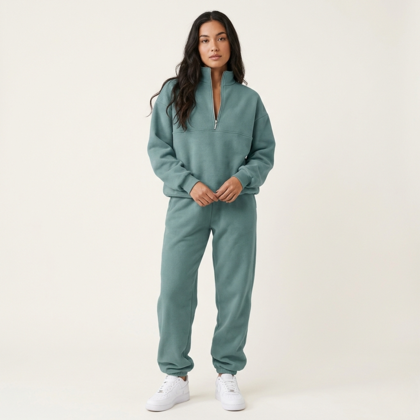 Women's Lounge Set | Quarter-Zip Top, Elastic Waist