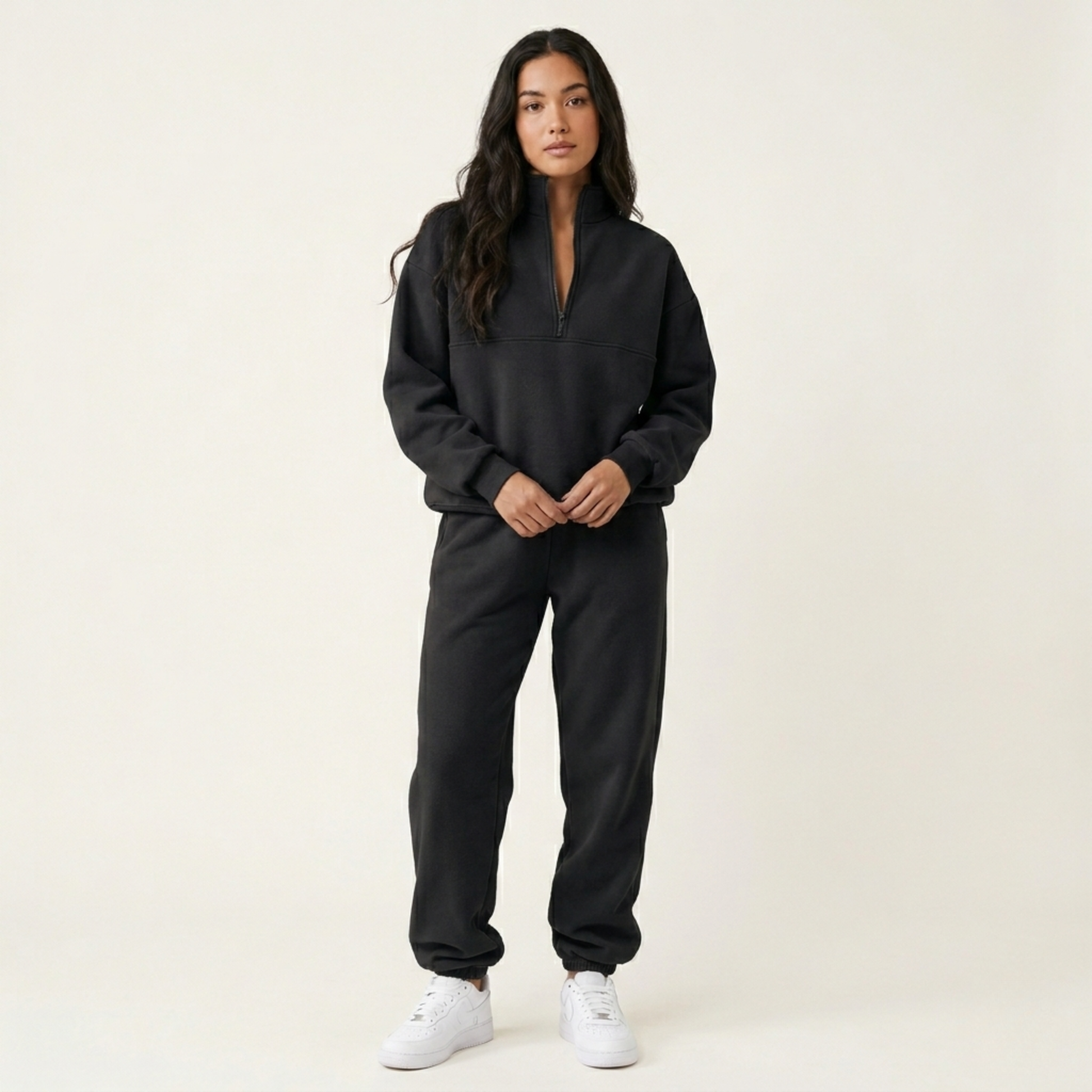 Women's Lounge Set | Quarter-Zip Top, Elastic Waist