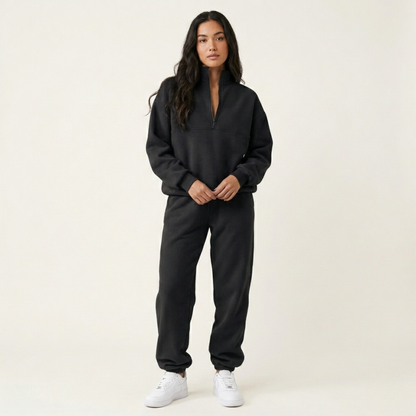 Women's Lounge Set | Quarter-Zip Top, Elastic Waist