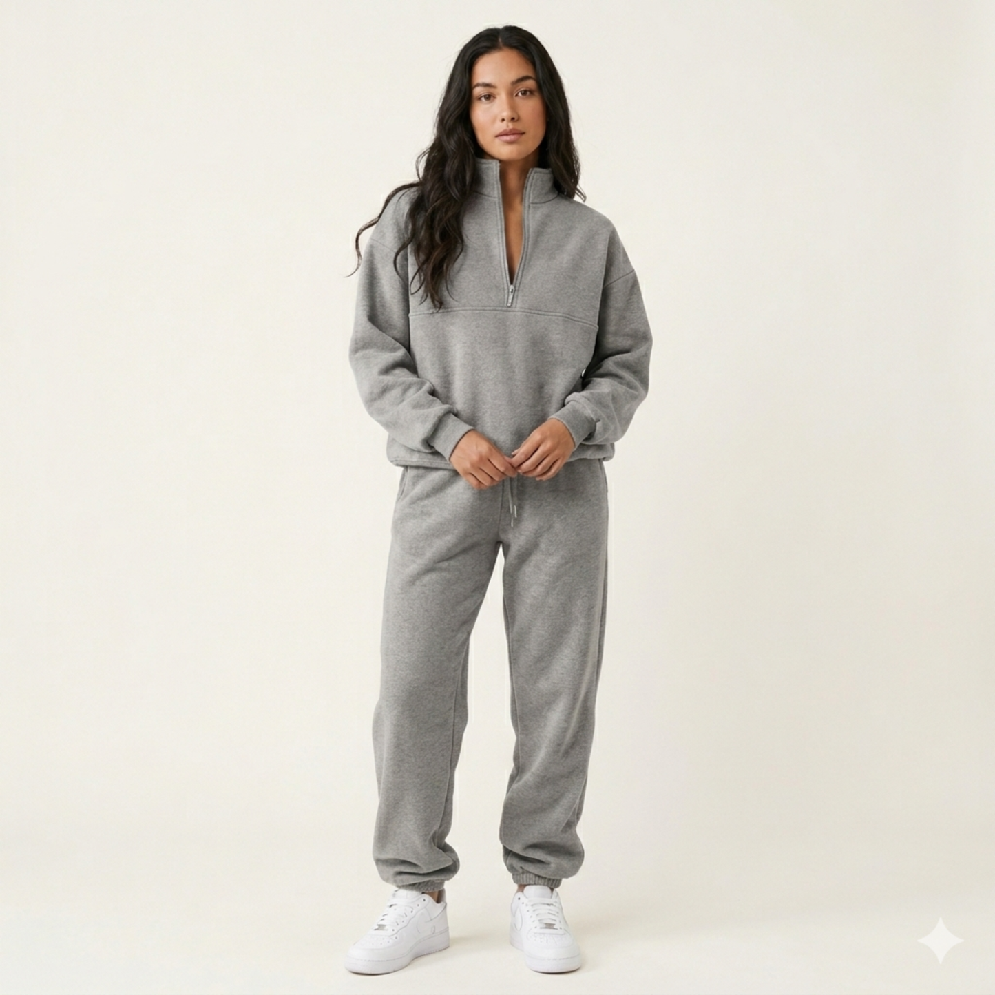 Women's Lounge Set | Quarter-Zip Top, Elastic Waist