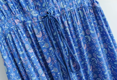 Women's Maxi Dress | Ditsy Print Wrap Front Ruffle Hem