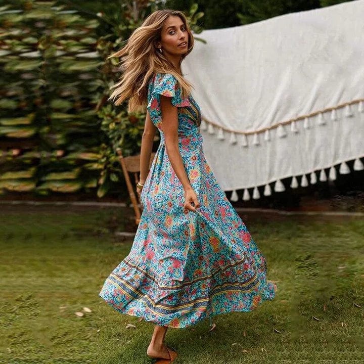 Women's Maxi Dress | Floral Wrap Dress With A Tie Waist