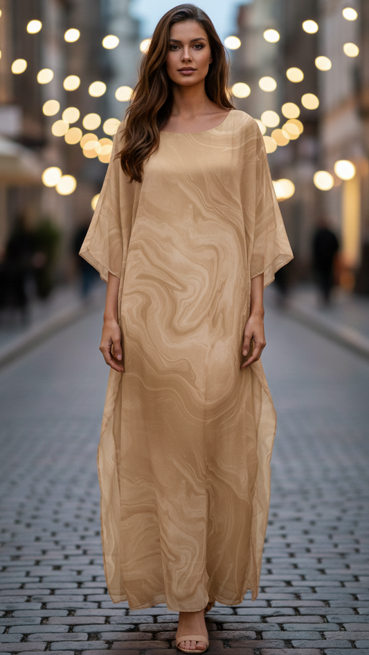 Women's Maxi Dress | Kaftan Style & Flowing Marble Print