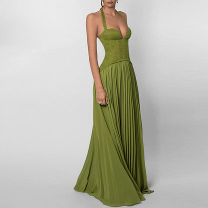 Women's Maxi Dress | Lace Corset Bodice & Pleated Design