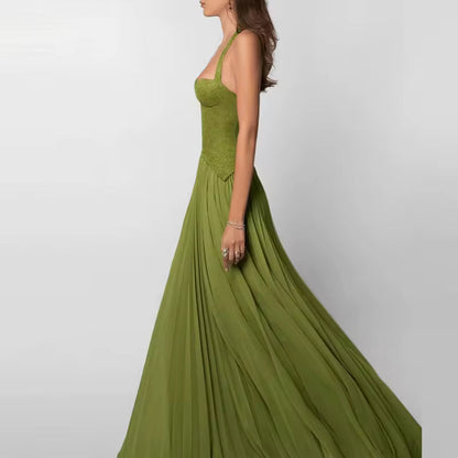 Women's Maxi Dress | Lace Corset Bodice & Pleated Design