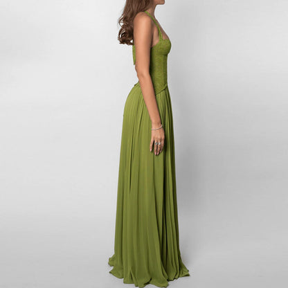 Women's Maxi Dress | Lace Corset Bodice & Pleated Design