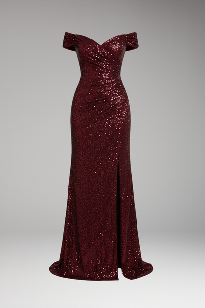 Women's Maxi Dress | Off-Shoulder With A High Thigh Slit