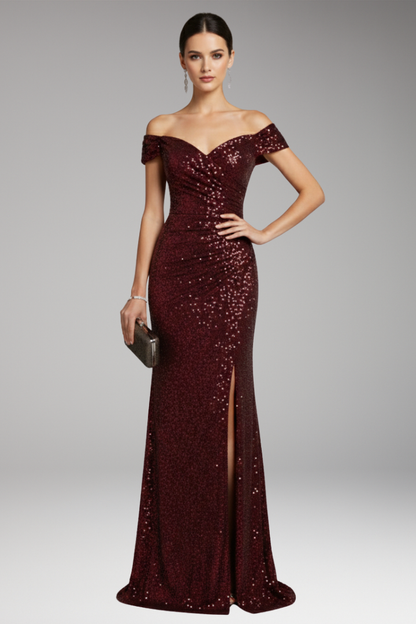 Women's Maxi Dress | Off-Shoulder With A High Thigh Slit