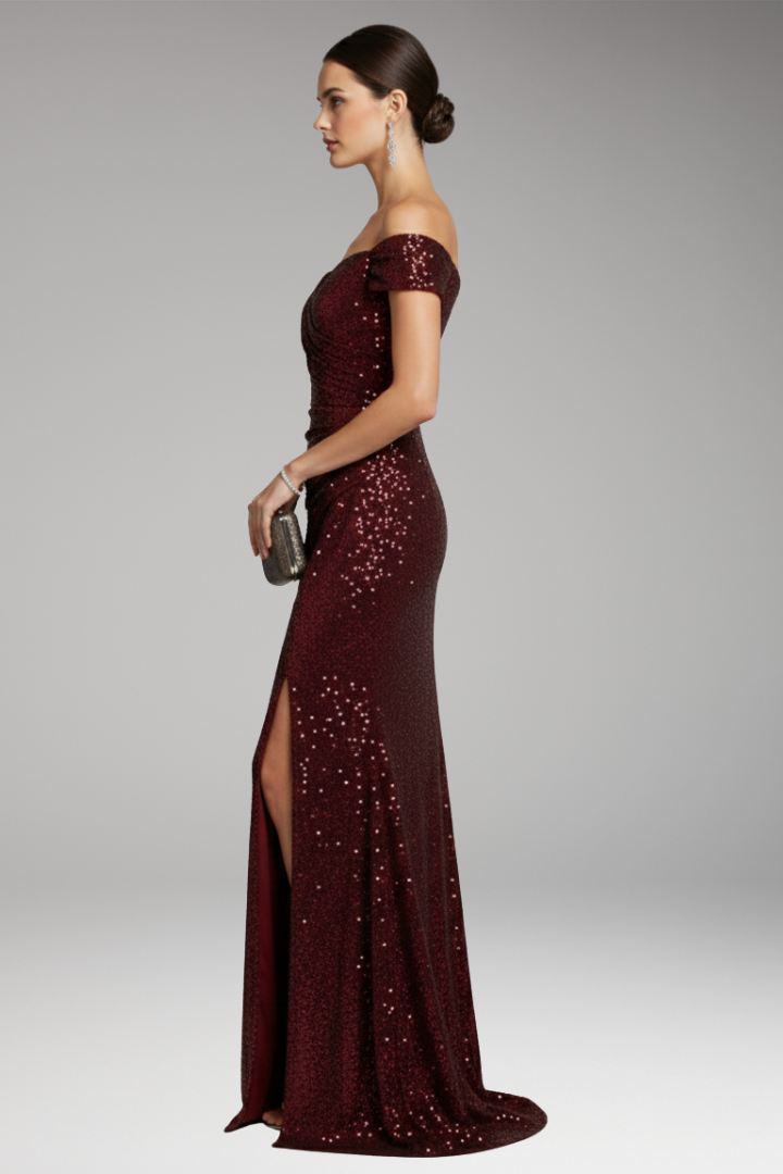 Women's Maxi Dress | Off-Shoulder With A High Thigh Slit
