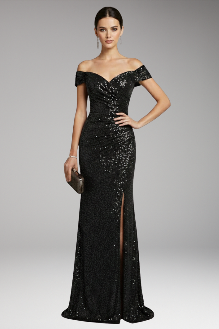 Women's Maxi Dress | Off-Shoulder With A High Thigh Slit
