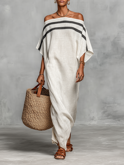 Women's Maxi Dress | Oversized Kaftan With A Wide Boat Neckline