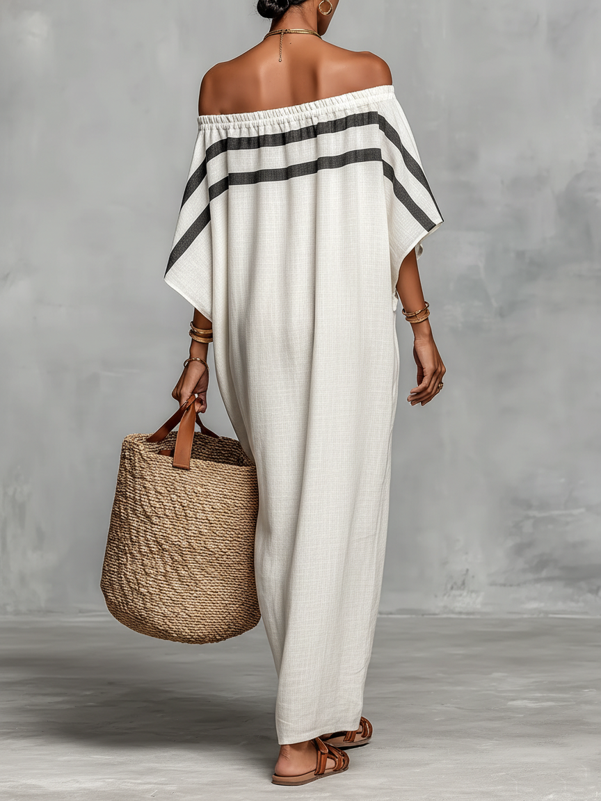 Women's Maxi Dress | Oversized Kaftan With A Wide Boat Neckline