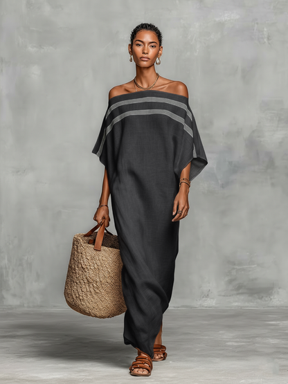Women's Maxi Dress | Oversized Kaftan With A Wide Boat Neckline