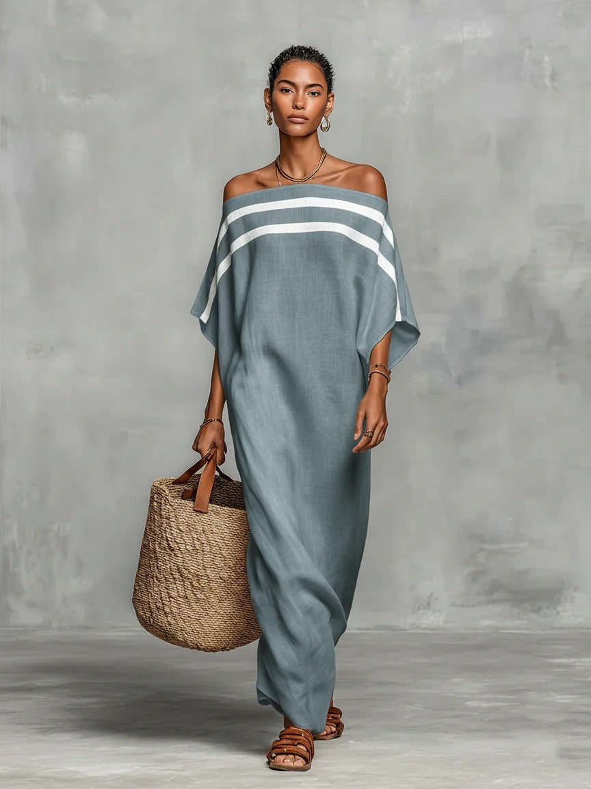 Women's Maxi Dress | Oversized Kaftan With A Wide Boat Neckline