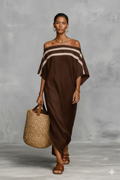 Women's Maxi Dress | Oversized Kaftan With A Wide Boat Neckline