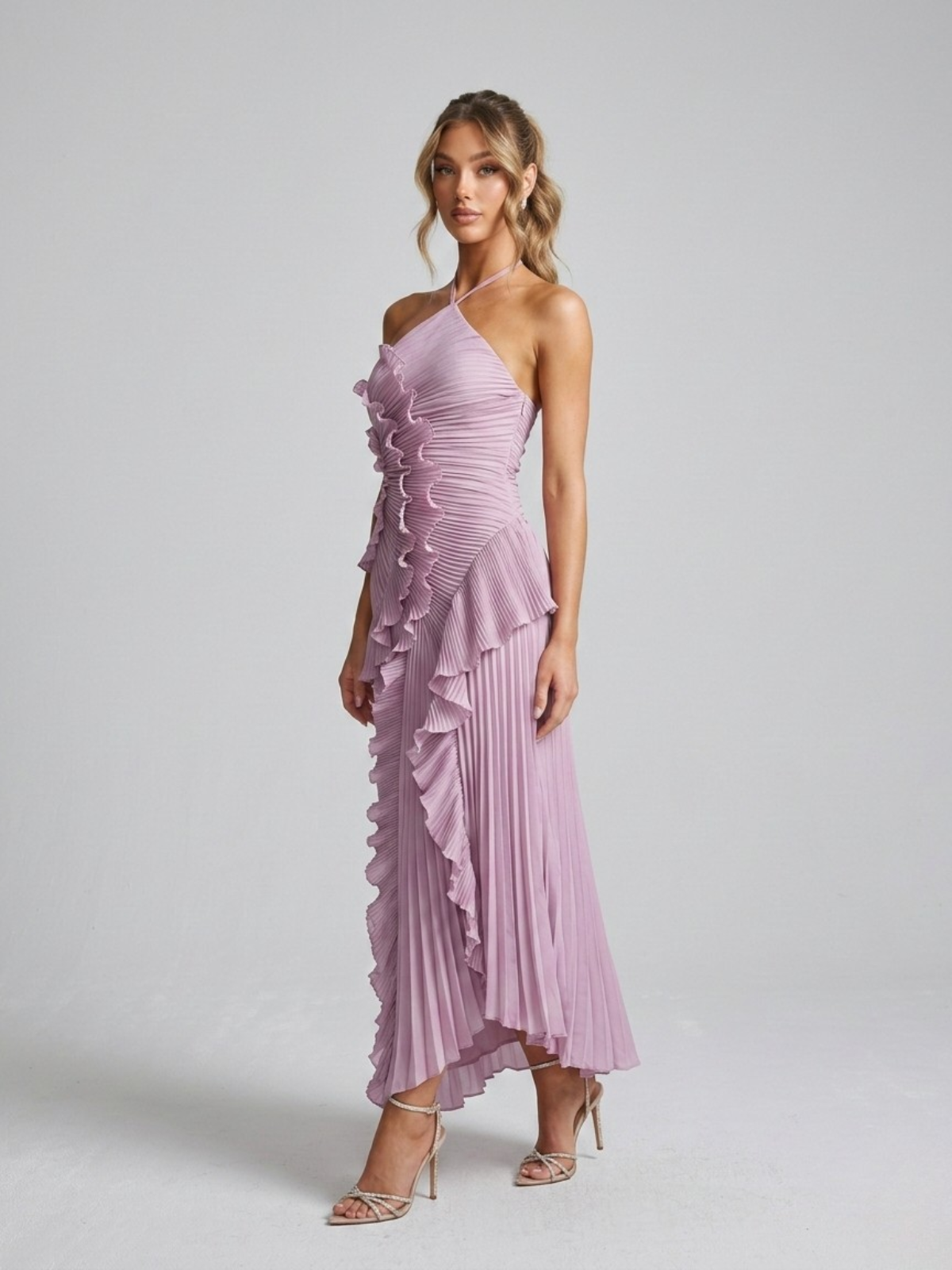 Women's Maxi Dress | Pleated Ruffle Design